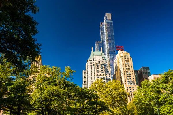 Wolkenkrabbers in midtown manhattan gezien van central park, nieuwe yor — Stockfoto