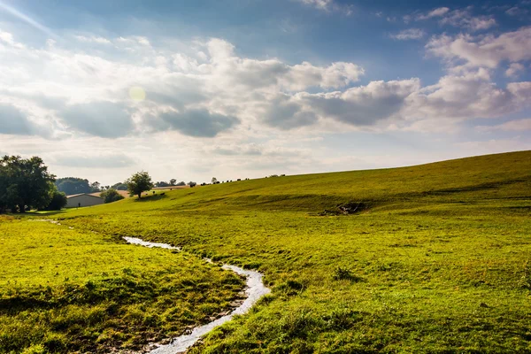 Kleiner Bach in einem Feld, in der Nähe von Spring Hain, Pennsylvania. — Stockfoto