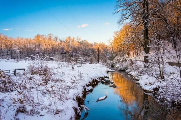 Bir karla kaplı çayır kırsal york county, pennsylva dere — Stok fotoğraf