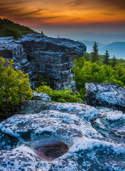 Salida del sol en Bear Rocks Preserve, en Dolly Sods Wilderness, Monon — Foto de Stock