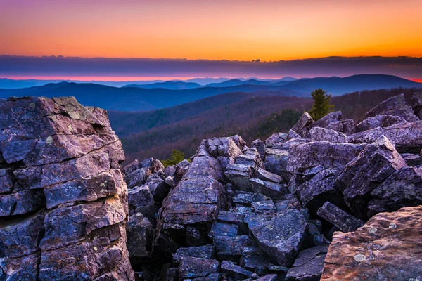 Sunrise over the Blue Ridge Mountains from Blackrock Summit, She — Stock Photo, Image