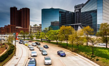 Baltimore, maryland ışık Caddesi üzerinde trafik. 