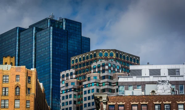 Tops of buildings in Boston, Massachusetts. — Stock Photo, Image