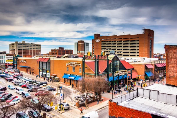 View of Lexington Market from a parking garage in Baltimore, Mar — Stock Photo, Image