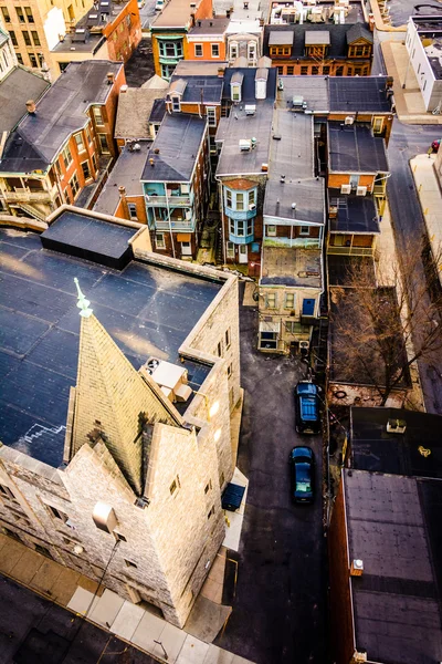 View of a church and alleys from the South Street Parking Garage — Stock Photo, Image