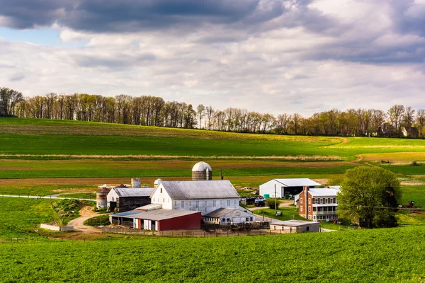 Vista de uma fazenda no condado rural de York, Pensilvânia . — Fotografia de Stock