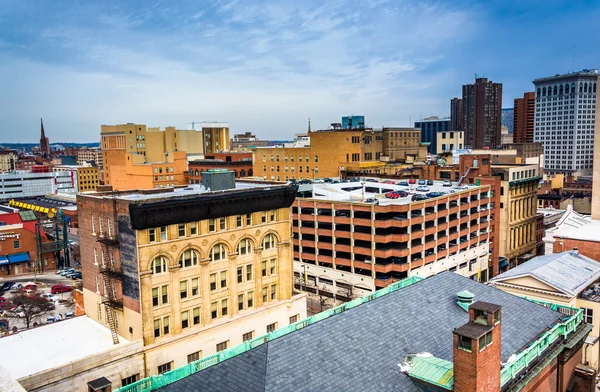 View of buildings from a parking garage in Baltimore, Maryland. — Stock Photo, Image