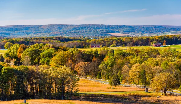 Vue sur les collines et les champs de bataille à Gettysburg, Pennsylvanie . — Photo