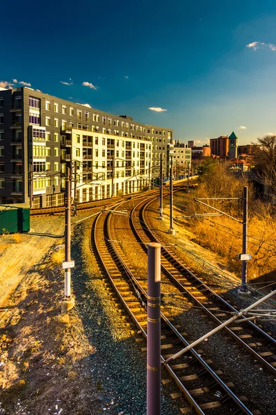 Вид железнодорожных путей в Балтиморе, Мэриленд . — стоковое фото