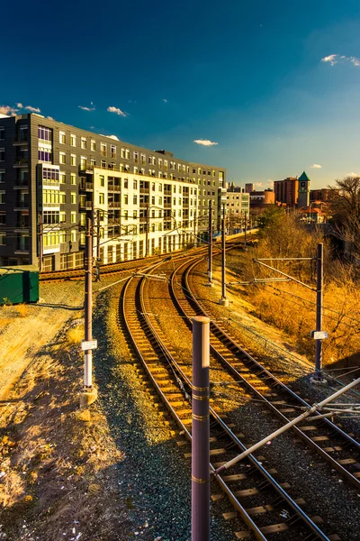 Utsikt över järnvägsspåren i baltimore, maryland. — Stockfoto