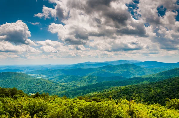 蓝岭山脉从天际线驱动器在 shenandoa 中的视图 — 图库照片