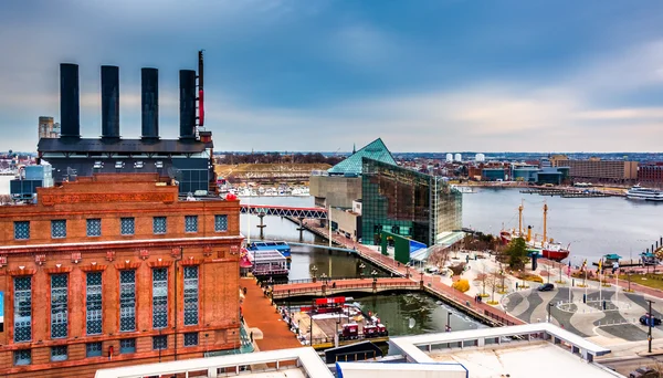 View of the Power Plant and the Inner Harbor from a parking gara — Stock Photo, Image