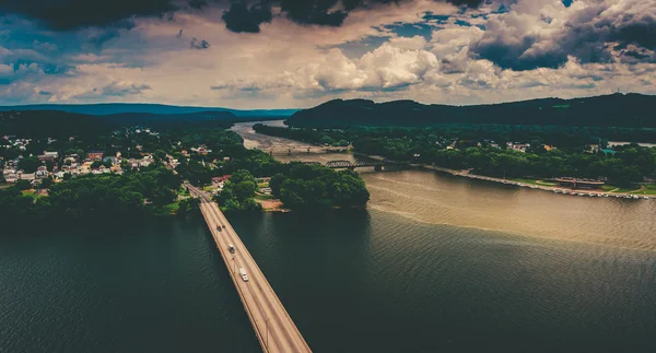 View of the Susquehanna River and town of Northumberland, Pennsy — Stock Photo, Image