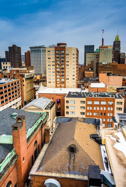 View of the skyline from a parking garage in Baltimore, Maryland — Stock Photo, Image