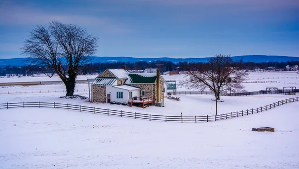 Zimní pohled na farmě ve venkovských adams county, Pensylvánie. — Stock fotografie