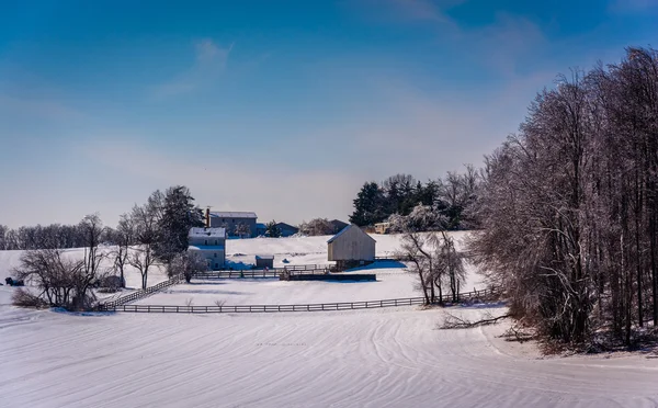 Зимний вид на ферму в сельской местности Carroll County, Maryland . — стоковое фото