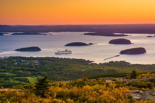 Wschód słońca widok z góry Caddilac w Acadia National Park, Mai — Zdjęcie stockowe