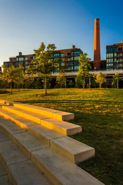Steps and view of the smokestack in Georgetown, Washington, DC. — Stock Photo, Image
