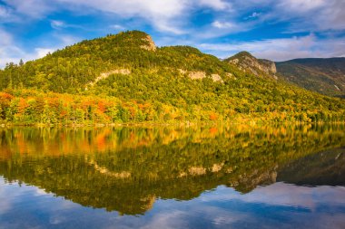 Early fall reflections at  Echo Lake, in Franconia Notch State P clipart