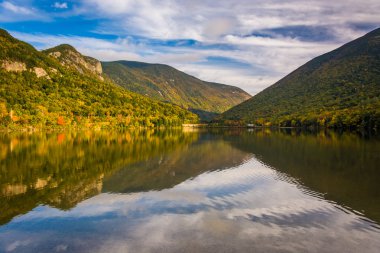 Early fall reflections at  Echo Lake, in Franconia Notch State P clipart