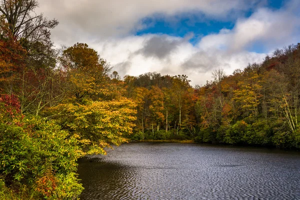 Colore e stagno autunnale a Julian Price Park, vicino a Blowing Rock, N — Foto Stock