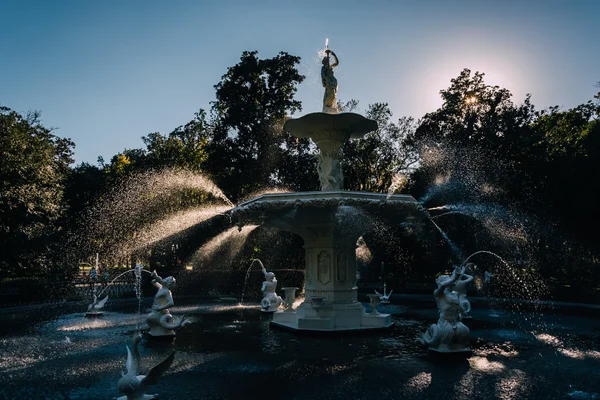 Fuente en Forsyth Park, en Savannah, Georgia . — Foto de Stock