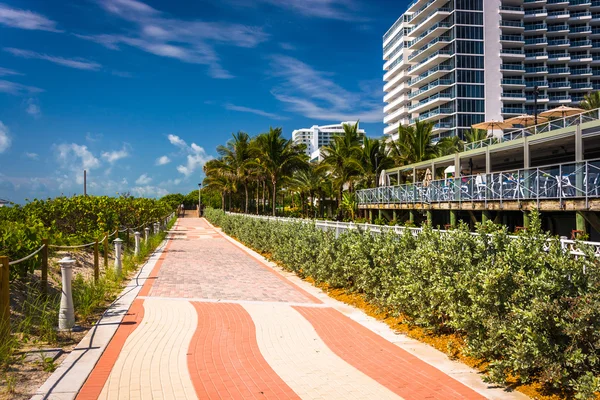 Walkway and buildings in Miami Beach, Florida. — Stock Photo, Image