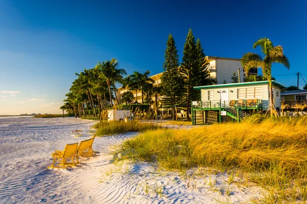 Sand dunes and buildings on the beach in Fort Myers Beach, Flori — Stock Photo, Image