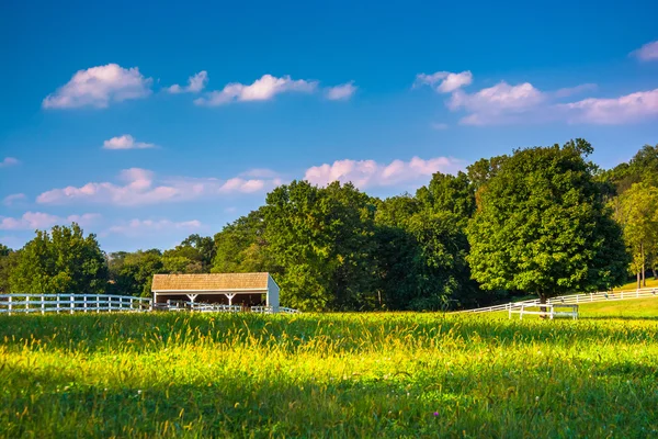 Поле и конюшня в округе Говард, Мэриленд — стоковое фото