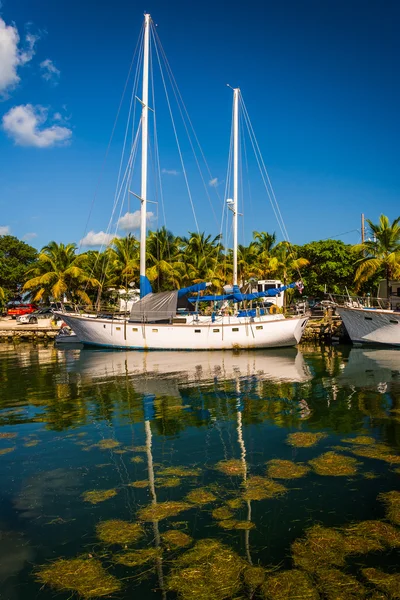 Barcos em uma marina em Marathon, Florida . — Fotografia de Stock