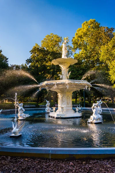 Fontein op Forsyth Park, in Savannah, Georgia. — Stockfoto