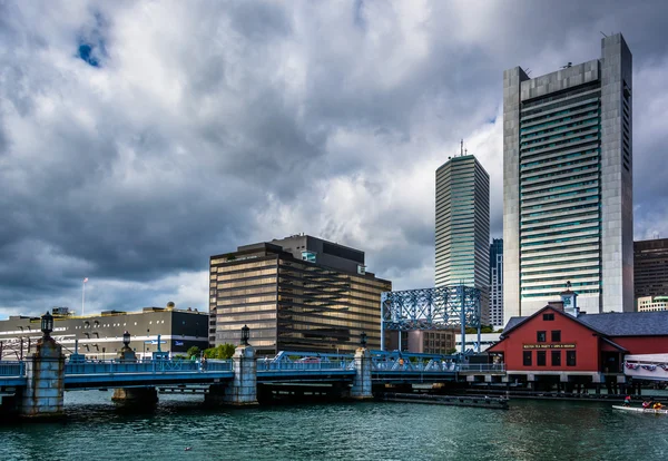 Köprü ve Fort noktasından, Boston, Mass görülen Boston manzarası — Stok fotoğraf