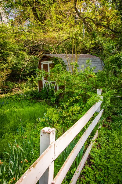 Ellicott city, maryland'ın eski kulübede ve çit. — Stok fotoğraf