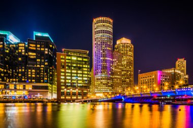 Fort noktasından, boston, massa görülen boston manzarası, gece,