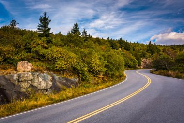 Acadia Milli Parkı, Maine Caddilac dağ yolu. 