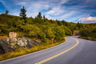 The road to Caddilac Mountain, in Acadia National Park, Maine.  clipart