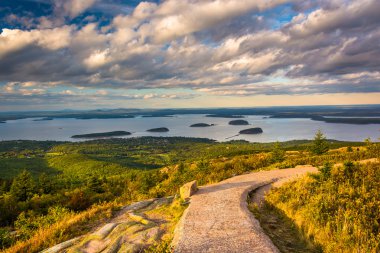 Walkway and view from Caddilac Mountain in Acadia National Park, clipart