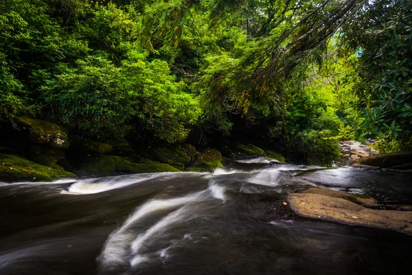 The top of a waterfall on the Cullasaja River, Highlands, North — Stock Photo, Image