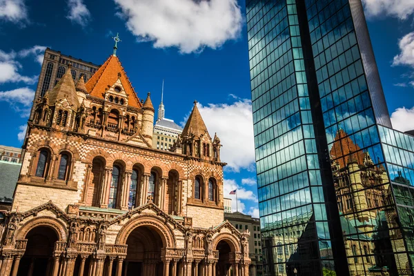 Троїцька церква і Джон Хенкок будівлі в Бостоні, Massachu — стокове фото