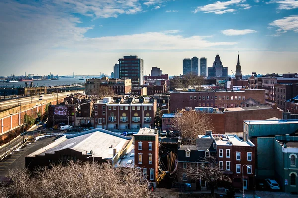 View of Old City from the Ben Franklin Bridge Walkway, in Philad — Stock Photo, Image