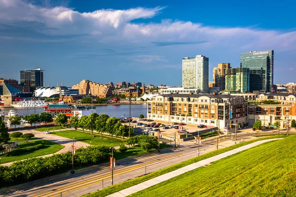 Nézet felé kikötő keleti szövetségi Hill, Baltimore-ban — Stock Fotó