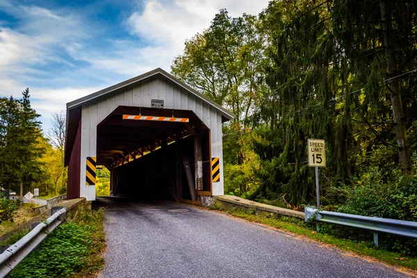 Täckta bron på landsbygden lancaster county, pennsylvania. — Stockfoto