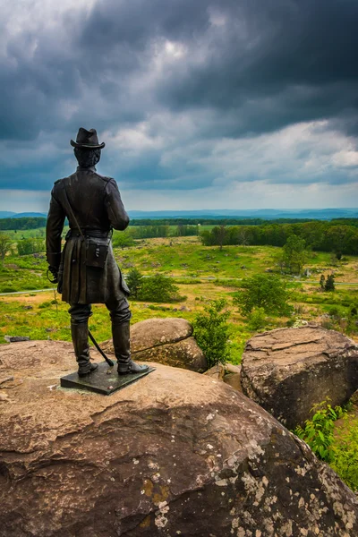 Standbeeld op Little Round Top, in Gettysburg, Pennsylvania. — Stockfoto