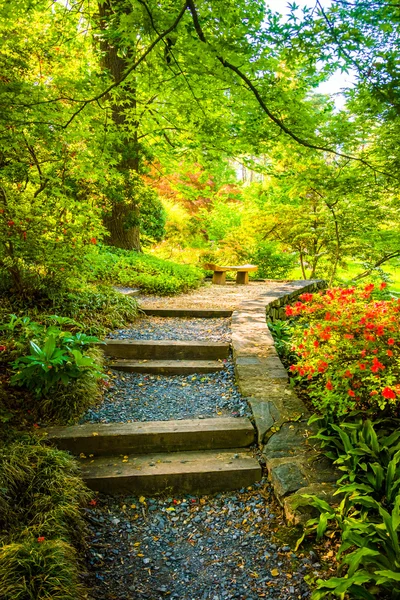 Path through a colorful garden at the National Arboretum in Wash — Stock Photo, Image