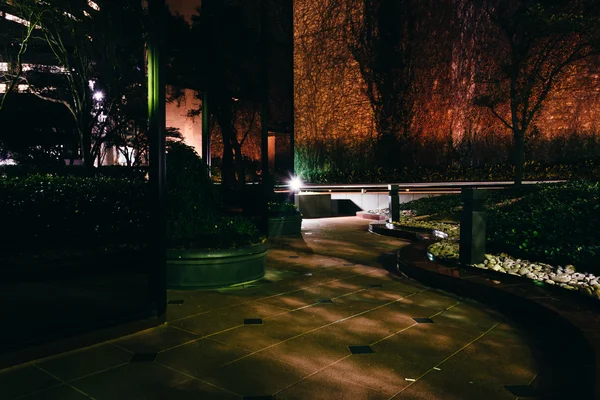 Passerelle sombre la nuit, à Dallas, Texas . — Photo