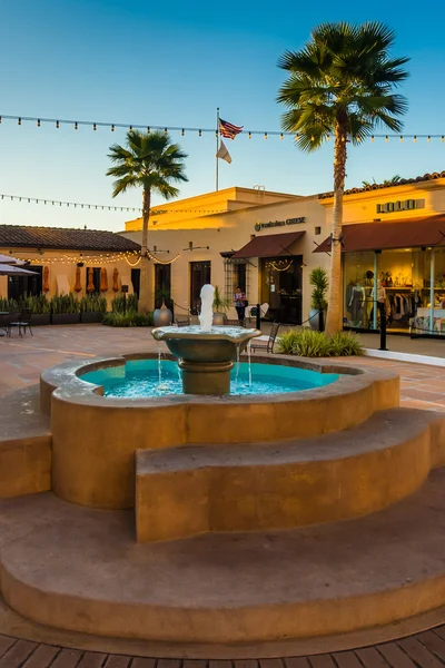 Palmbomen en fontein in San Diego, Californië. — Stockfoto