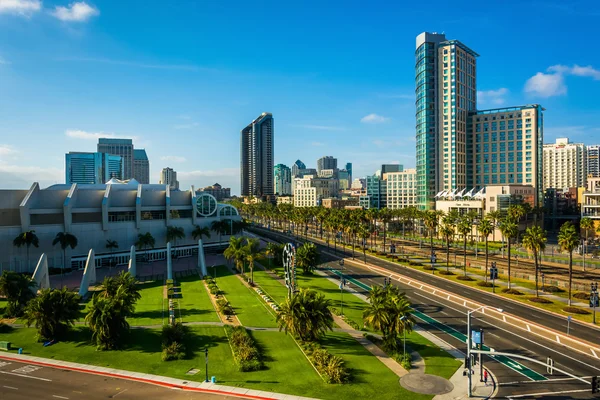 Weergave van Harbor Drive in San Diego, Californië. — Stockfoto