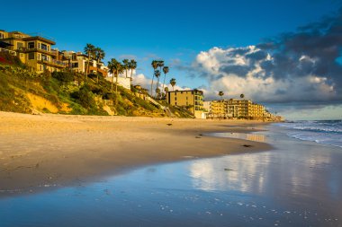 Akşam ışığı ana plaj, Laguna Beach, Kaliforniya.