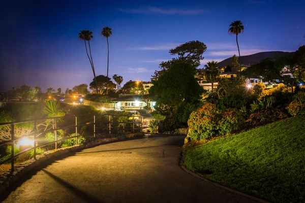 Chodnik w nocy, w parku Heisler, w Laguna Beach w Kalifornii. — Zdjęcie stockowe