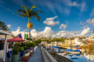 Balboa Island, Newport Beach üzerinde büyük kanal boyunca evleri